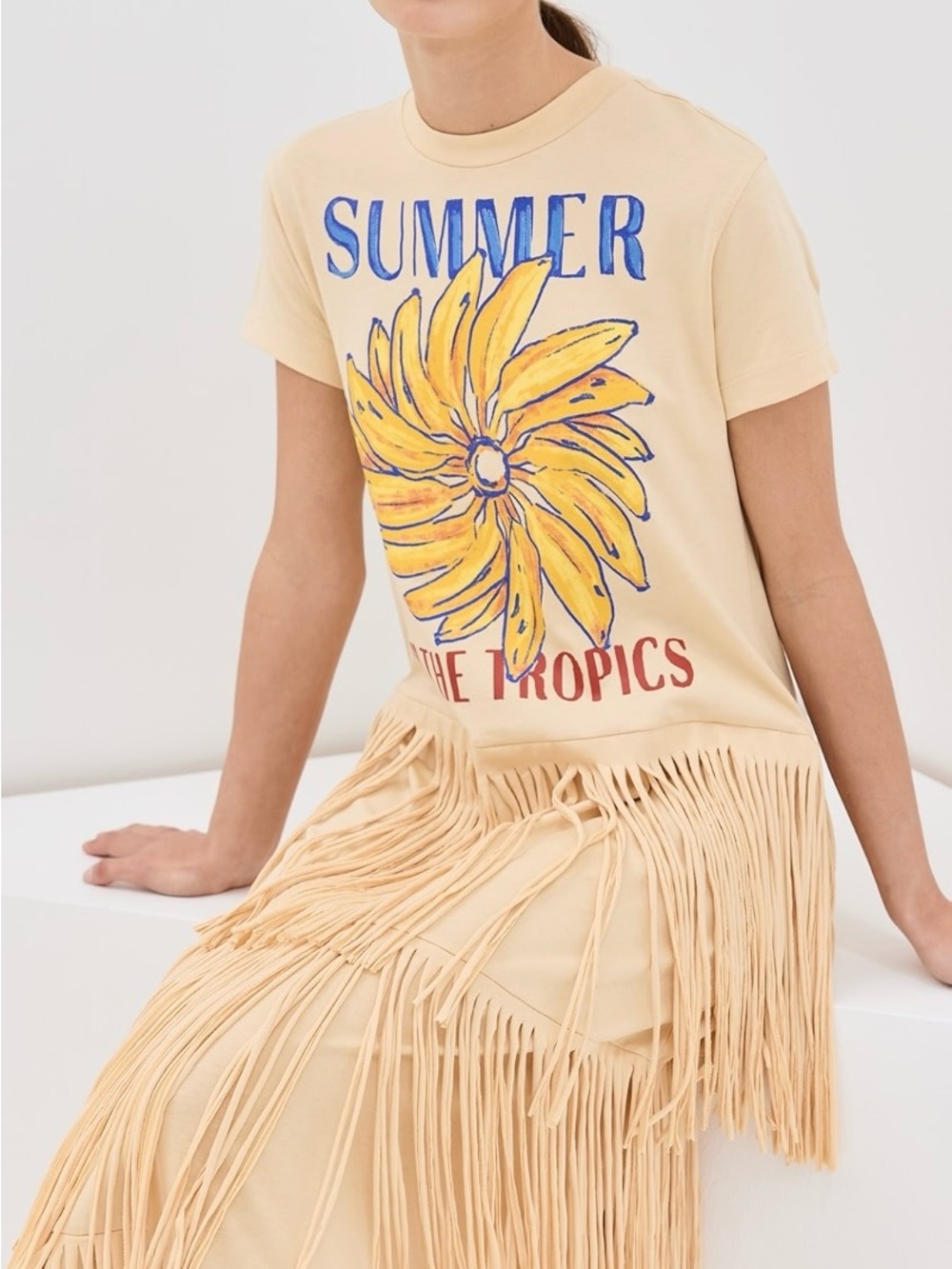 Farm Rio Summer In The Tropics Fringe Maxi Dress Banana Blossom Resort Size M - Picture 8 of 9
